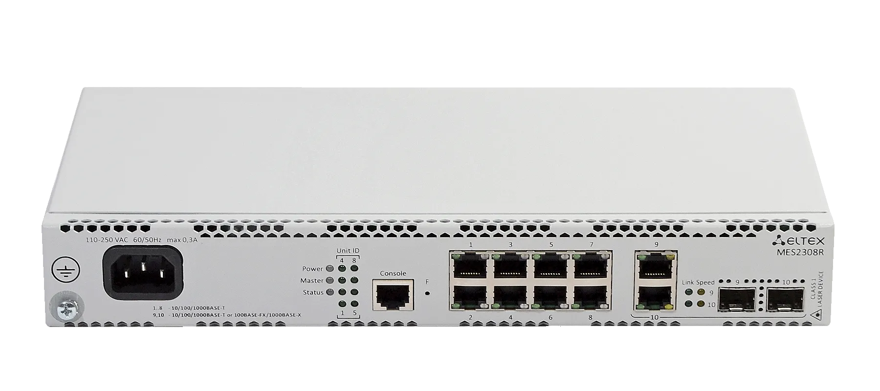 Ethernet-коммутатор MES2308R, 8 портов 10/100/1000 Base-T, 2 комбо-порта 10/100/1000 Base-T/100/1000 Base-X (SFP), L3, 220V AC